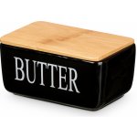 Kinvara Keramická máslenka s nápisem BUTTER, 10 x 16,5 x 8,5 cm, černá černá – Zboží Mobilmania