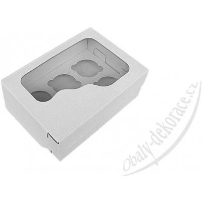 Dortisimo Bílá krabice s průhledným víkem a s vložkou na 6 ks muffinů (25,5 x 18 x 10 cm) – Zboží Mobilmania