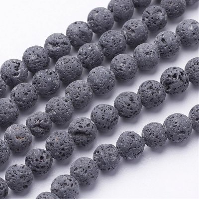 NUBIO Přírodní láva - korálky, šedé, 6 mm – Zboží Dáma