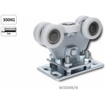 Vozík pro C-profil 80x80x5/4mm výškově nastavitelný, 5x polyamidové kolečko s ložiskem 6204ZZ, galvanické zinkování – Sleviste.cz