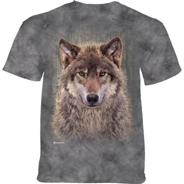 Pánské tričko The Mountain pánské batikované triko Vlk v lese šedé