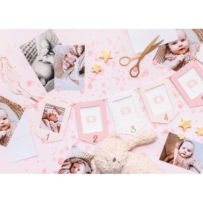 GNZ2 Party Deco Girlanda s rámečky na fotografie Baby-Boom 10,5x15cm Růžová – Zboží Mobilmania