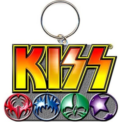 CurePink přívěsek na klíče Kiss Logo & Icons KISSKEY08