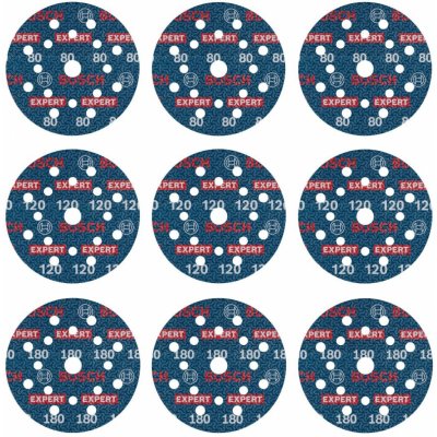 BOSCH 9dílná sada brusných kotoučů EXPERT O780 s fólií, 125 mm, G80/G120/G180 2608902407 – Zboží Mobilmania
