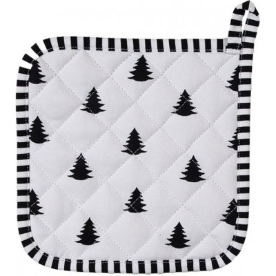 Černo-bílá bavlněná podložka pod hrnec se stromky Black & White X-Mas – 20x20 cm – Zboží Mobilmania