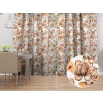 Biante Bavlněný závěs Sandra SA-458 Hnědé květy magnolie s motýlky na bílém 150x200 cm – Sleviste.cz