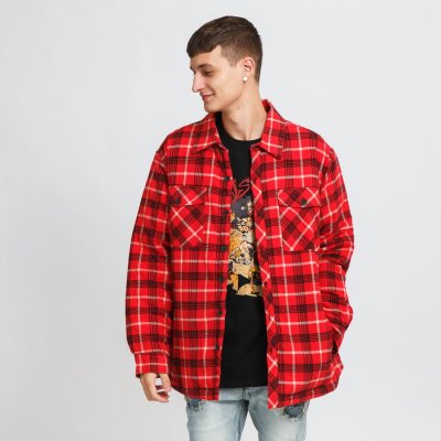 Urban Classics Plaid Quilted Shirt Jacket červená / černá / krémová