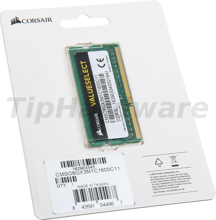 Corsair DDR3 8GB 1600MHz CMSO8GX3M1C1600C11