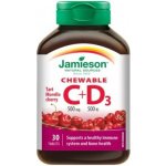 Jamieson Vitamíny C a D3 500 mg/500 IU tablety na cucání s příchutí třešně 30 tablet – Hledejceny.cz