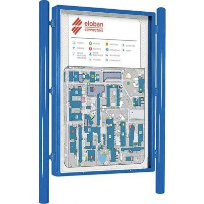 PROCITY Oboustranná vitrína Carrefour 1860x1310 mm, včetně sloupků, modrá | Zboží Auto