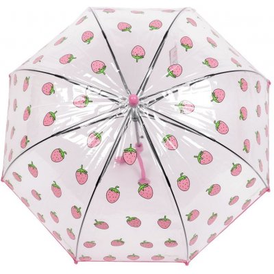 Dětský průhledný vystřelovací deštník jahoda růžová – Zboží Dáma