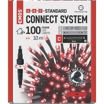 EMOS 100 LED Standard 10 m venkovní i vnitřní červená časovač D1AR01