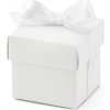 Svatební cukrovinka PartyDeco Krabička na svatební mandle bílá s mašličkou 10 ks - krabičky na svatební mandle