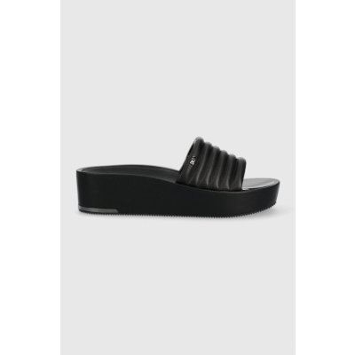 Dkny kožené pantofle Jasna dámské na platformě černá – Zboží Mobilmania