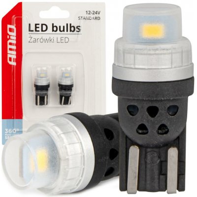 LED žárovky 360 Pure Light řady STANDARD T10 W5W 2x3020 SMD White 12V/24V AMIO-03726 – Hledejceny.cz