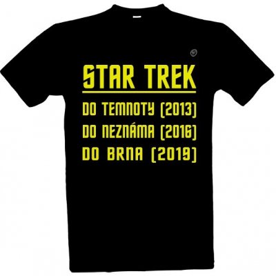 Tričko s potiskem Star Trek do Brna pánské Černá – Zboží Mobilmania
