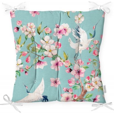 Minimalist Cushion Covers Flowers and Bird modrá 40 x 40 cm