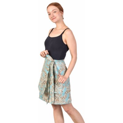 Sanu Babu krátká zavinovací sukně s paisley potiskem FREE modrá