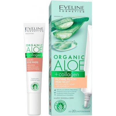 Eveline Cosmetics Tekuté očné náplasti s organickým aloe a kolagénom na redukciu tmavých kruhov a opuchov 4v1 20 ml