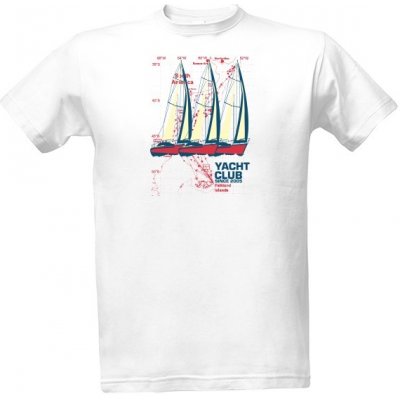 Tričko s potiskem Yacht club s potiskem plachetnic pánské Bílá – Zboží Mobilmania