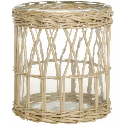 Chic Antique Skleněný svícen Willow 15 cm, přírodní barva, sklo, proutí – Hledejceny.cz