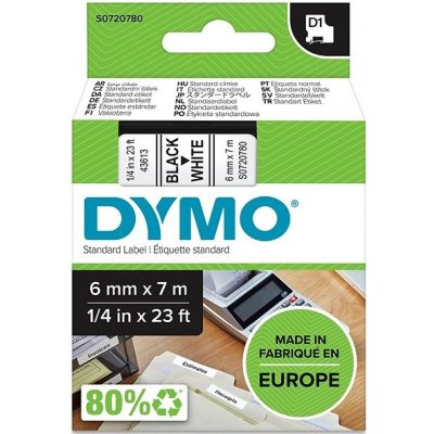 Dymo D1, S0720780, 6mm, bílá/černá – Hledejceny.cz