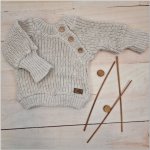 Kazum Pletený svetřík pro miminko s knoflíčky Lovely prodloužené náplety sv. šedý