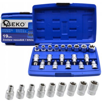 Sada nástrčných hlavic a bitů TORX 1/2", 19ks GEKO G13565 – Zboží Dáma