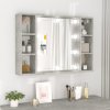Koupelnový nábytek Nábytek XL Zrcadlová skříňka s LED betonově šedá 76 x 15 x 55 cm