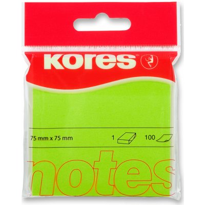 Kores samolepicí bloček neon zelený 75 x 75 mm, 100 listů – Zboží Živě