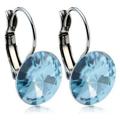 Swarovski Elements Rivoli stříbrné visací modré kulaté 31106.3 Aquamarine modrá světlá azurová nebeská