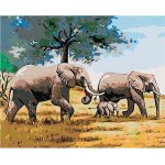 zuty Malování podle čísel Sloní rodinka 50 x 40 cm bez rámu a bez vypnutí plátna