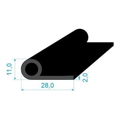 0536273 Pryžový profil tvaru "P" s dutinkou, 28x11/2mm EPDM 70ShA | Zboží Auto