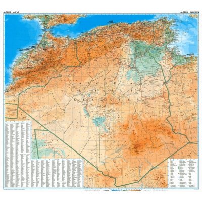 Gizi Map Alžírsko - nástěnná mapa 98 x 88 cm Varianta: bez rámu v tubusu, Provedení: laminovaná mapa v lištách