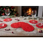 Homla Vánoční podtácek pod hrnek Leis červená cena za 4 ks 12cm XM22 – Sleviste.cz