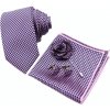 Kravata Růžový Set kravata kapesník a manžetové knoflíčky + brož Houndstooth
