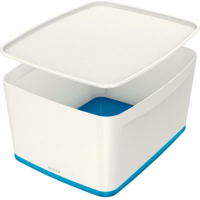 Leitz Úložný box s víkem MyBox, vel.L, bílá/modrá – Zboží Mobilmania