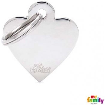 My Family Heart Chromed Brass gravírovateľný přívěsek 2,8 x 2,5 cm Small