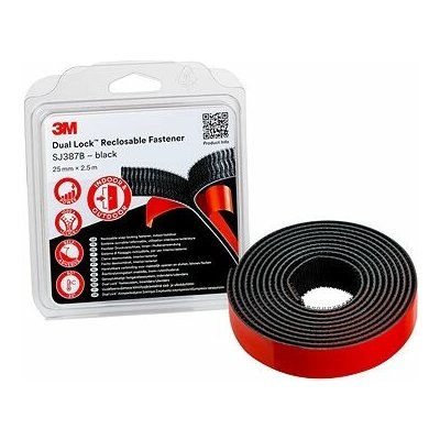 3M samolepící suchý zip Dual-Lock SJ387B, černý, 25 mm x 2,5 m v blistru – Hledejceny.cz