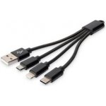DIGITUS Nabíjecí kabel USB 3 v 1 - USB A - Lightning + micro B + typ C M/ M/M/M 0,15 m – Sleviste.cz