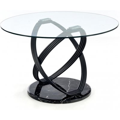 HALMAR Kulatý skleněný jídelní stůl Optico - průhledná/černá