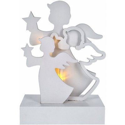 SOLIGHT LED vánoční andělé dřevo bílá barva 2x baterie AA IP20 – Hledejceny.cz