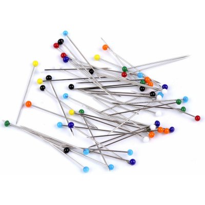 Špendlíky se skleněnou hlavičkou délka 31 mm Varianta: mix barev, Balení: 1 krab. – Zboží Dáma