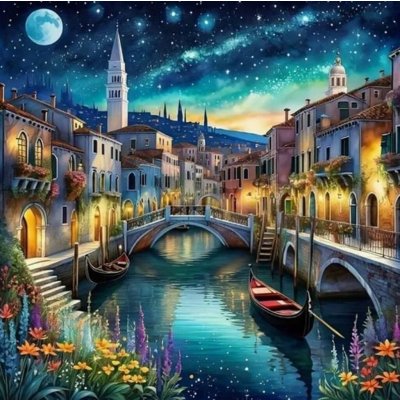 NORIMPEX Diamantové malování Noční Benátky 30 x 40 cm – Sleviste.cz