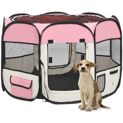 zahrada-XL Skládací ohrádka pro psy s taškou růžová 110 x 110 x 58 cm