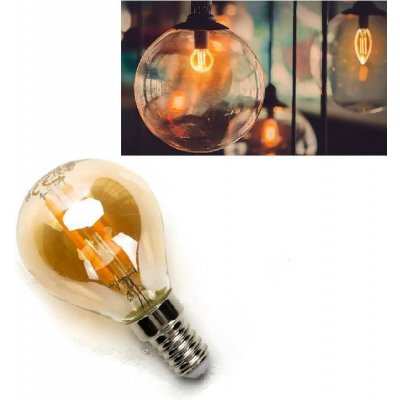 LED21 LED žárovka E14 G45 4W 4xCOB Filament 400lm AMBER, ULTRA TEPLÁ BÍLÁ – Zboží Mobilmania