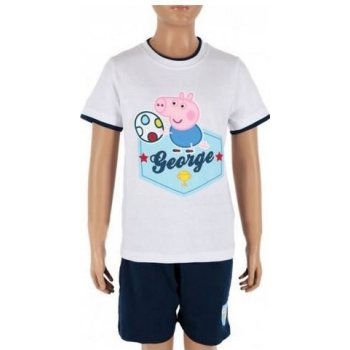 KOMPLET TRIČKO A KRAŤASY PEPPA PIG GEORGE 6609 bílo tm. modrý