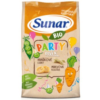 Sunar BIO Party mix hráškové a mrkvové dětské křupky 45 g