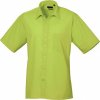 Pánská Košile Premier Workwear pánská popelínová pracovní košile s krátkým rukávem zelená limetka