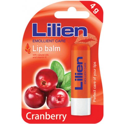 Lilien Emollient Care balzám na rty Cranberry 4 g – Zboží Mobilmania